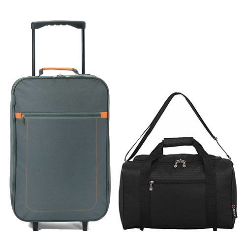 Smart Cabin Bag Set 55x35x20cm Grey & Fly Free Under Seat Bag Black